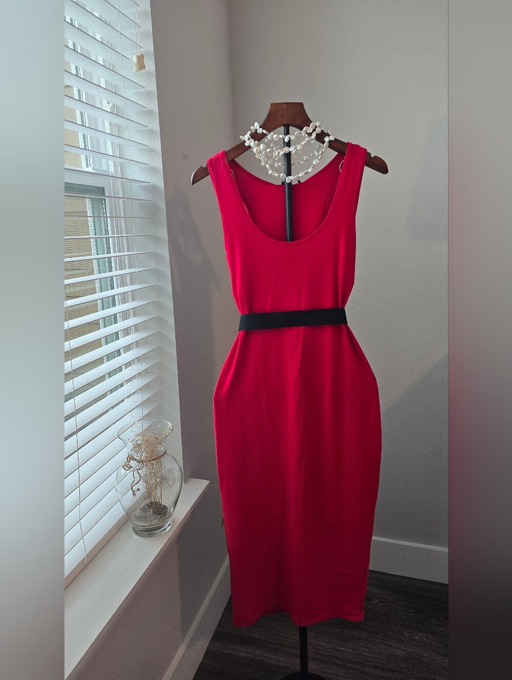 Fashion Nova Rachel Racerback Midi Dress Red 1X NWT Stretch Bodycon Chain Detail
